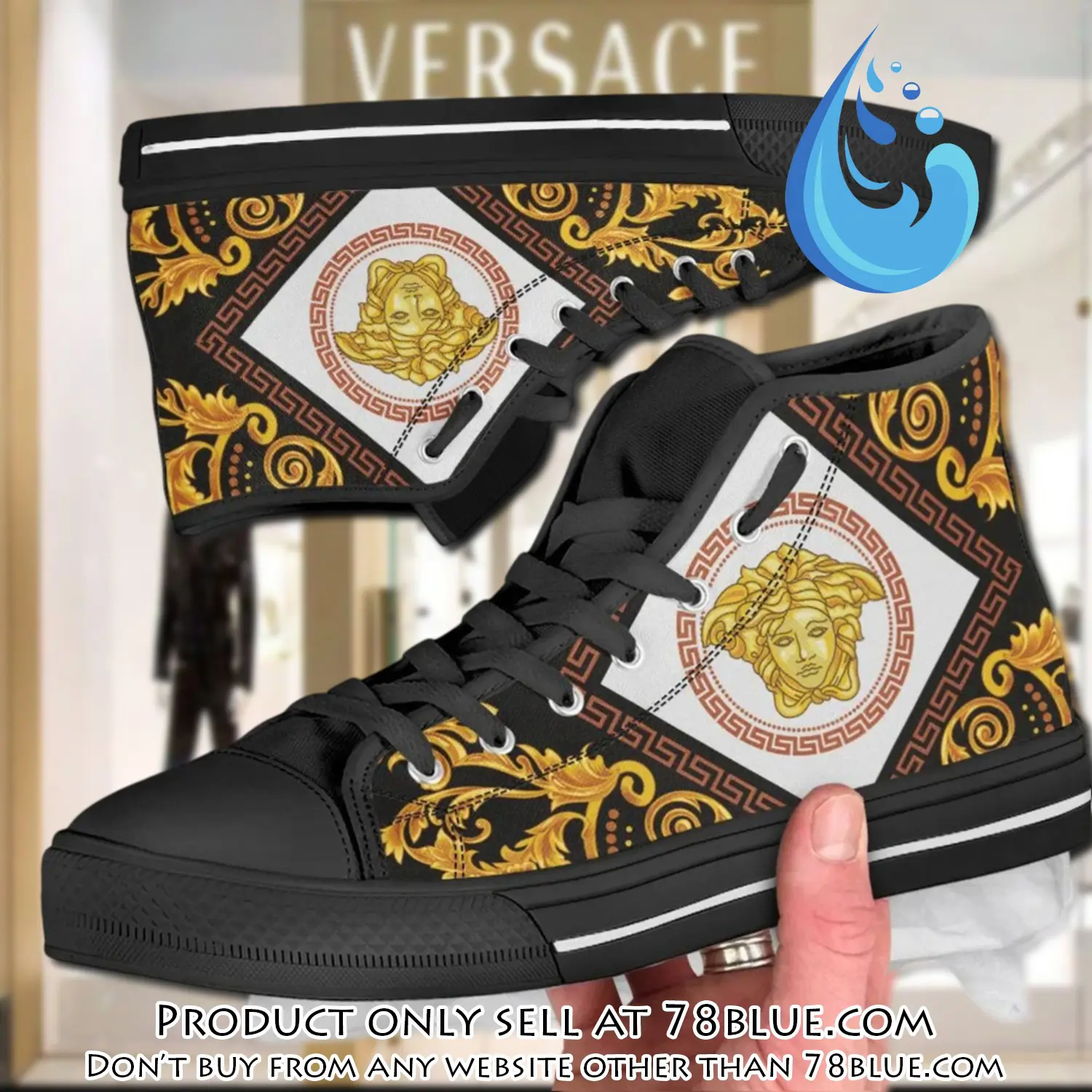 Versace logo medusa high top canvas shoes luxury brand gifts for men women 78b0026490